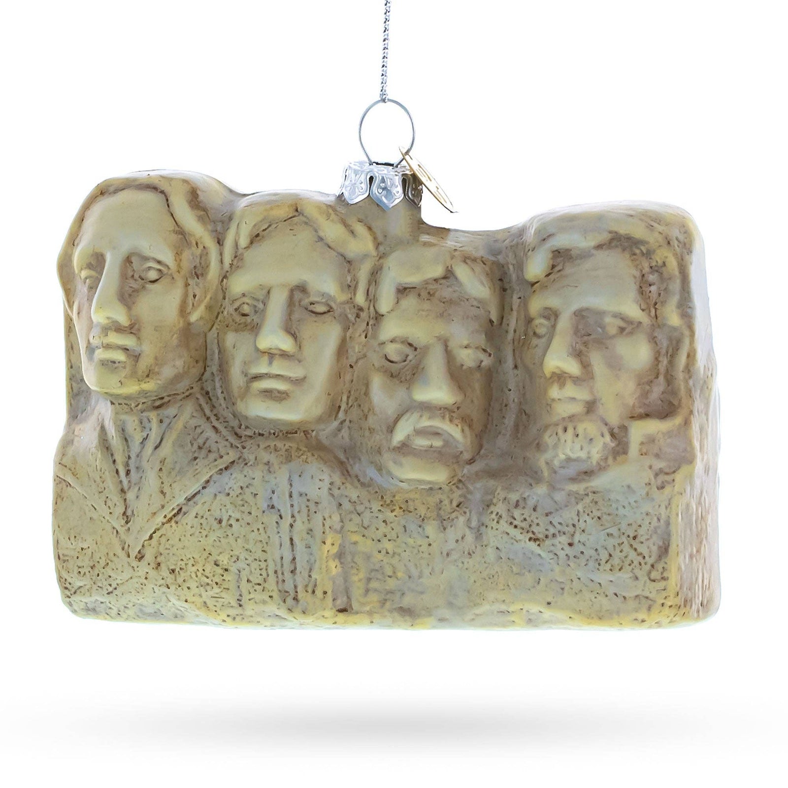 Christmas Cheer All Year Mount Rushmore Presidents Glass Ornament in front of the White House