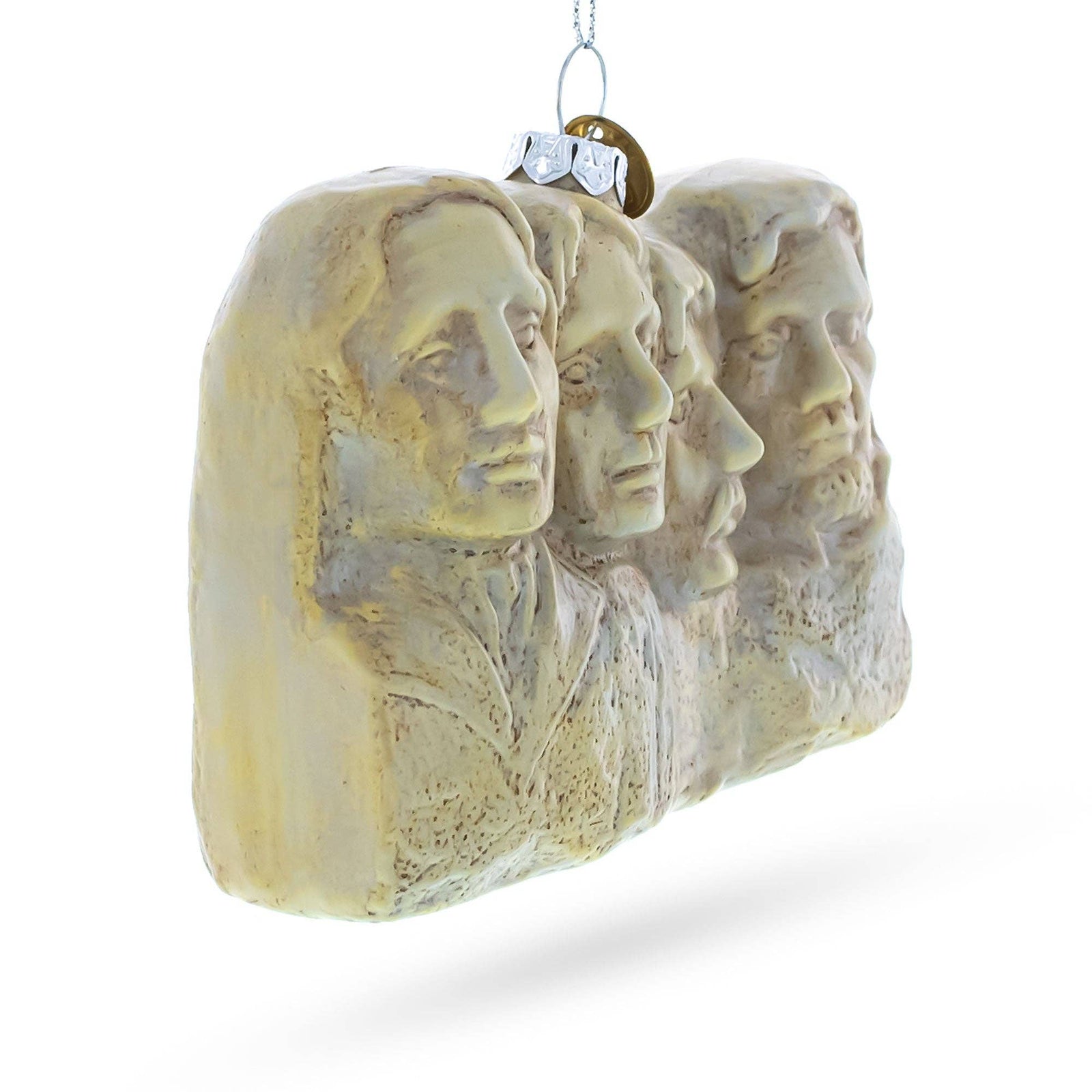 Christmas Cheer All Year Iconic Mount Rushmore, South Dakota Glass Ornament Shrine of Democracy Handpainted Designed in the USA America