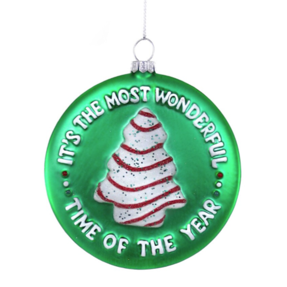 The Canton Christmas Shop Its the Most Wonderful Time of the Year Christmas Tree Cake Disc Ornament by Cody Foster
