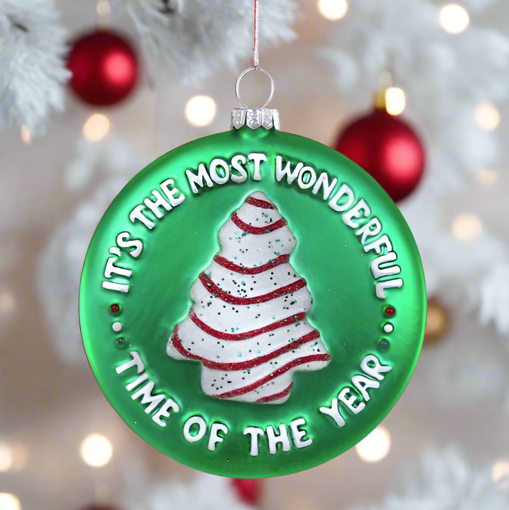 The Canton Christmas Shop Its the Most Wonderful Time of the Year Christmas Tree Cake Disc Ornament by Cody Foster