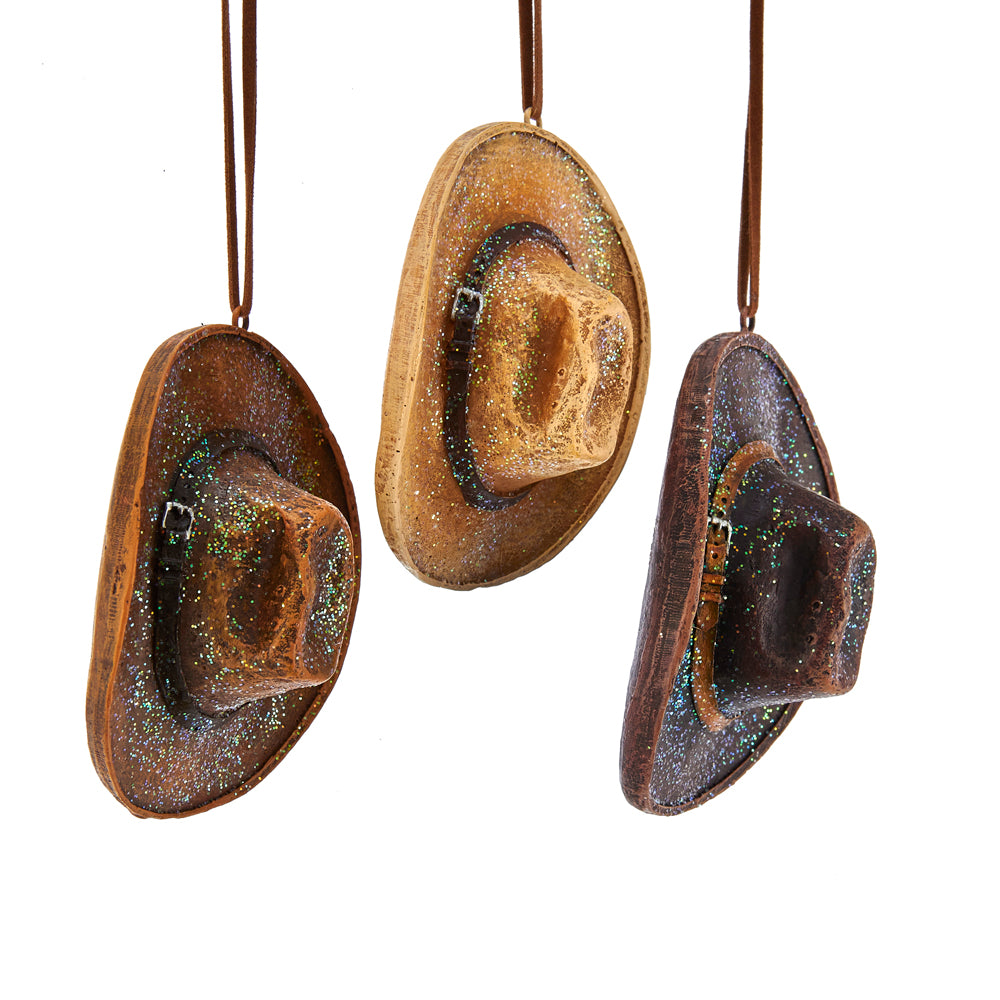 The Canton Christmas Shop Cowboy Hat Ornament Assorted by Kurt Adler Western Southwest Theme Glittered