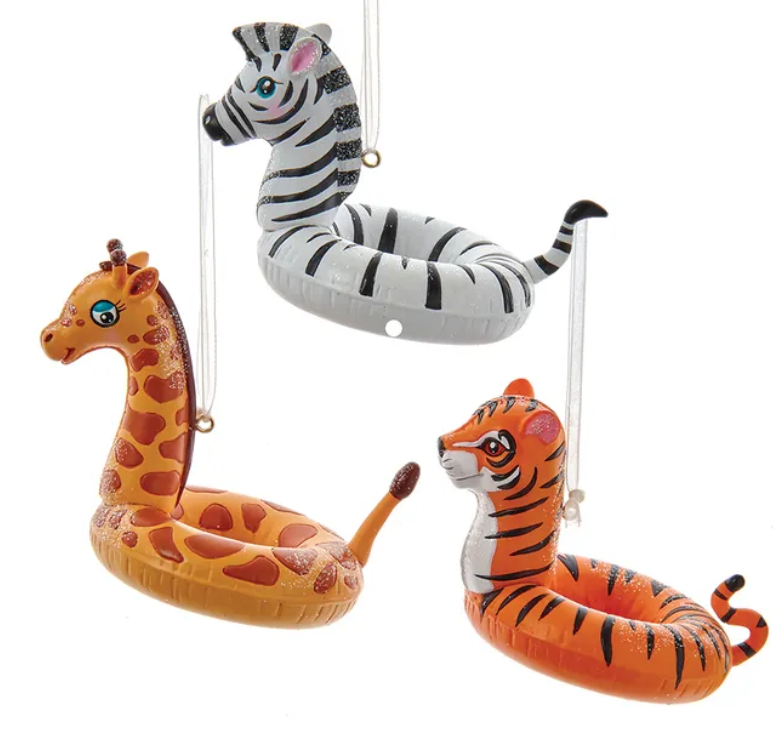 Christmas Cheer All Year Jungle Animal in Float Ornament zebra