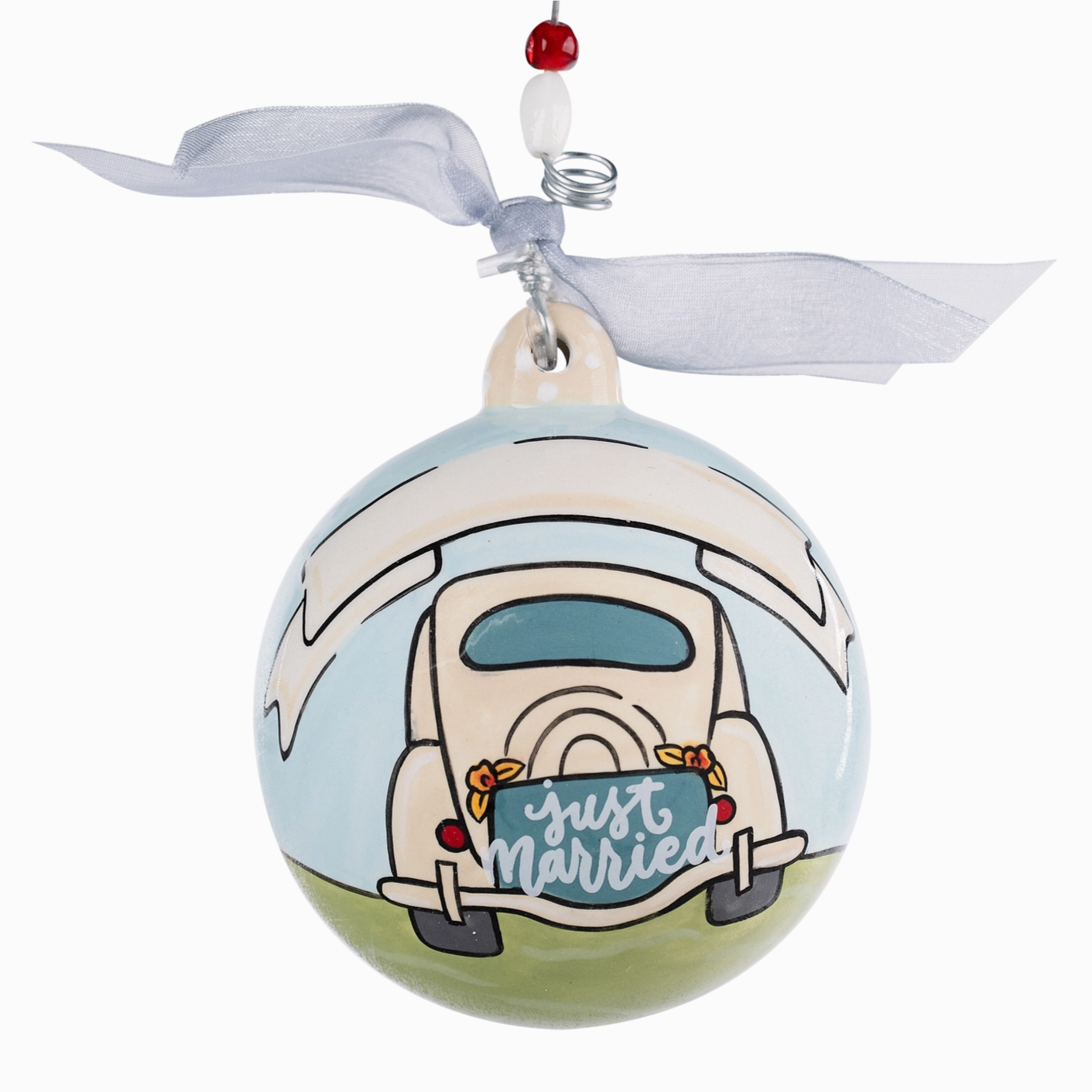 Christmas Cheer All Year Just Married Ball Ornament by Glory Haus