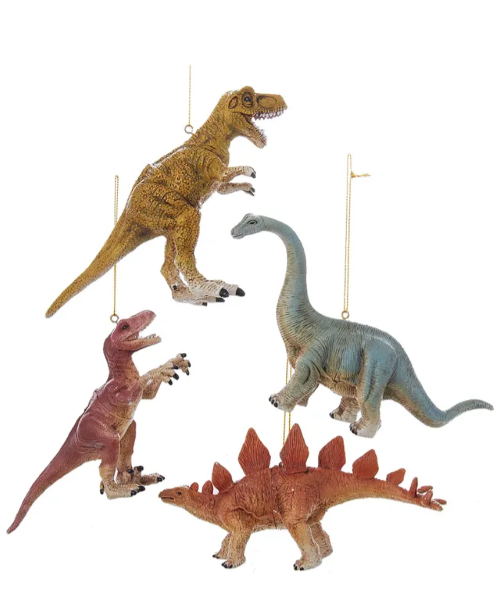 Christmas Cheer All year Dinosaur ornaments kurt adler brachiosaurus t rex stegosaurus