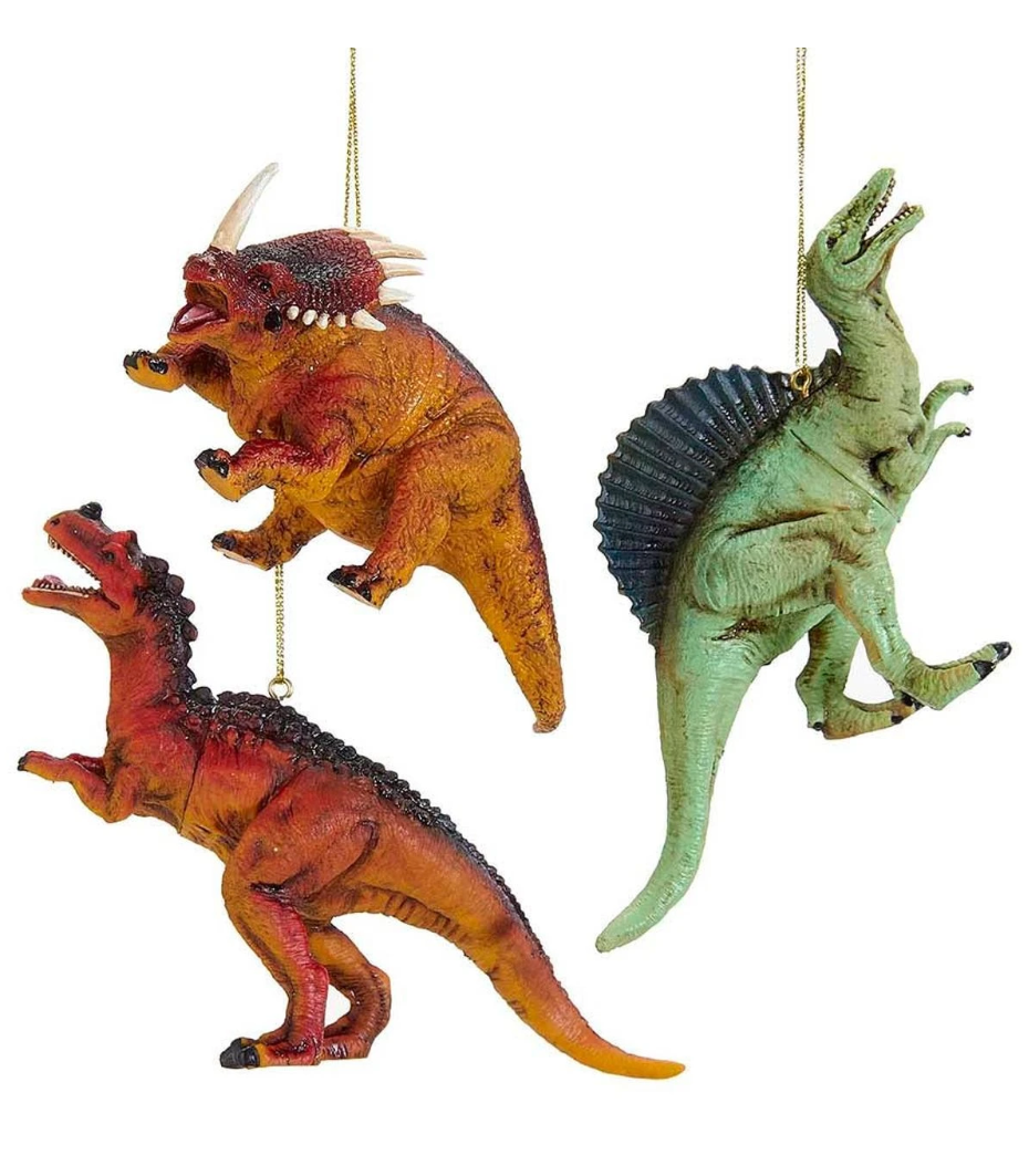Christmas Cheer All Year kurt adler dinosaur ornaments triceratops spinosaurus ceratosaurus