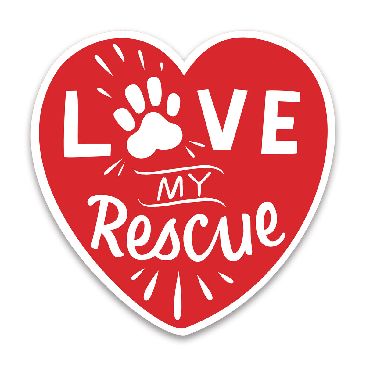 The Canton Christmas Shop Red and White I Love My Rescue Car or Refrigerator Magnet for Dog Cat Pets