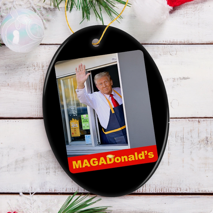 christmas cheer all year MAGADonald's Trump Ornament 250th Anniversary McDonald's drive through window stunt