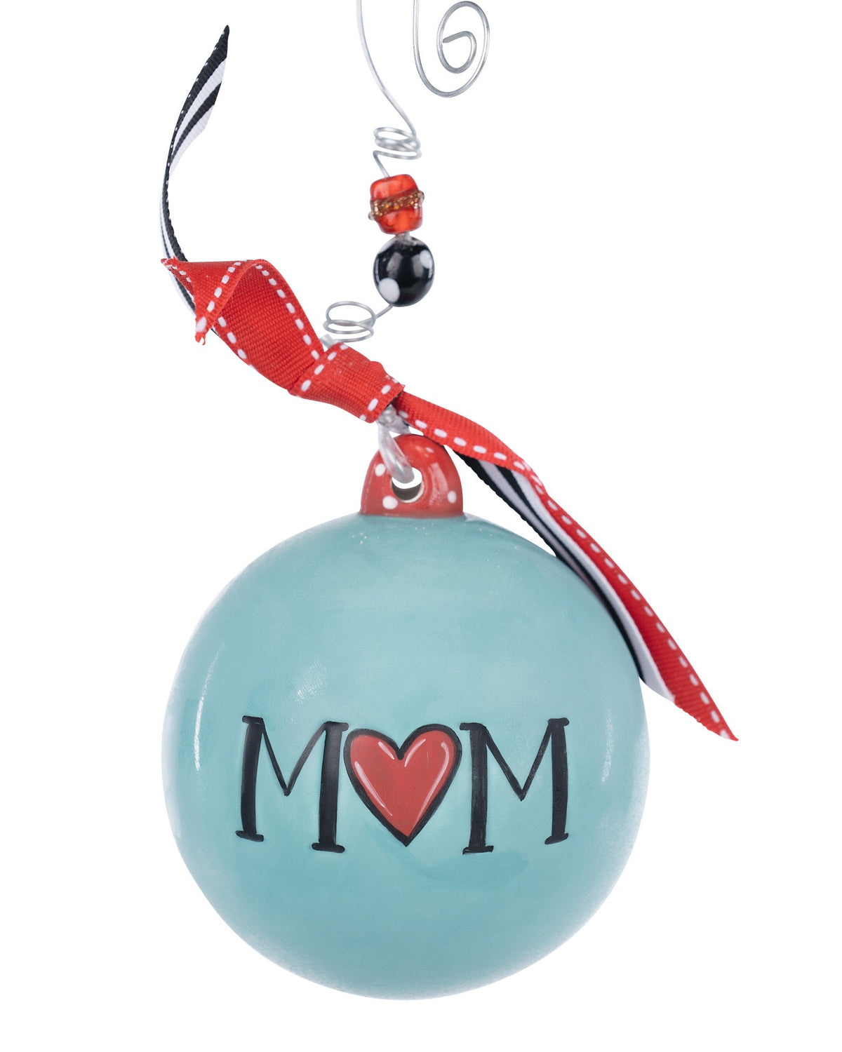 Christmas Cheer All year I love you mom Christmas ornament by Glory Haus I Love you engraved and painted letters and a red heart on reverse side