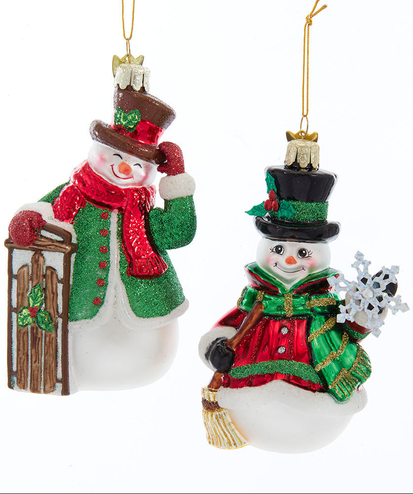 Christmas Cheer All Year Noble Gems™ Glass Snowman Ornament Assorted by Kurt Adler