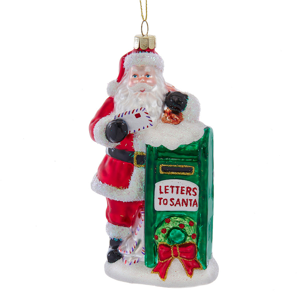 The Canton Christmas Shop Noble Gems™ Glass Santa with Mailbox Ornament by Kurt Adler