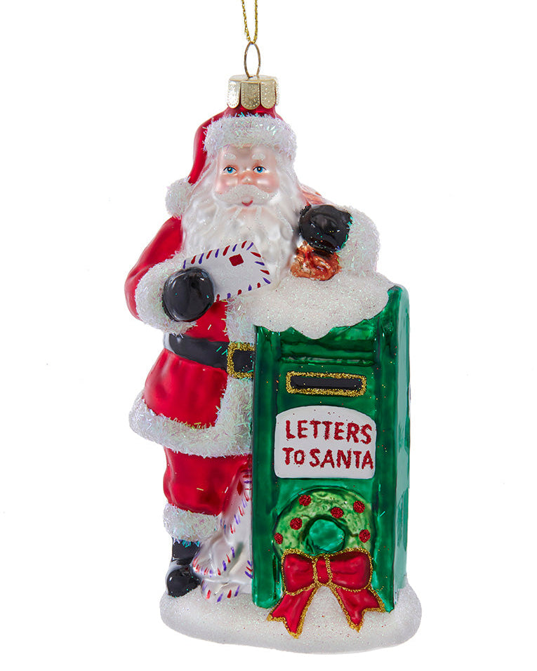 Christmas Cheer All Year Noble Gems Glass Santa with Mailbox Ornament by Kurt Adler