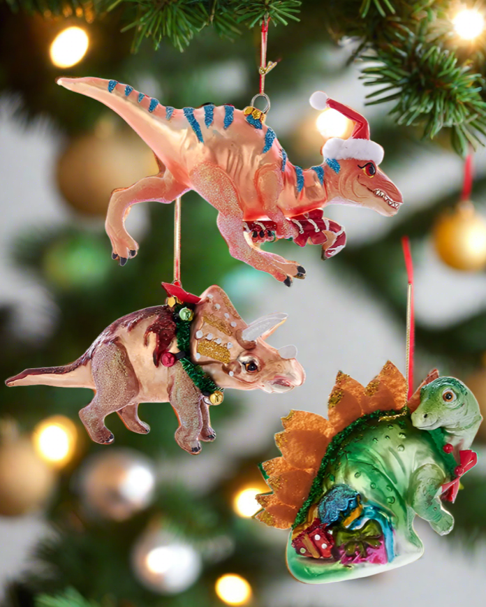 The Canton Christmas Shop Noble Gems Christmas Dinosaur Ornaments 