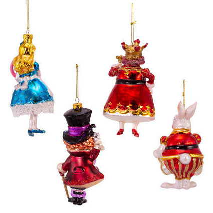 Christmas Cheer All Year Noble Gems Glass Alice in Wonderland Ornaments Alice Flamingo Mad Hatter Queen of Hearts Rabbit Kurt Adler