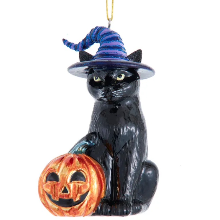 Christmas Cheer All Year Noble Gems™ Glass Halloween Cat Ornament NB1876 Kurt Adler
