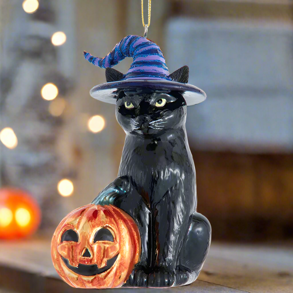 Christmas Cheer All Year Noble Gems™ Glass Halloween Cat Ornament NB1876 Kurt Adler