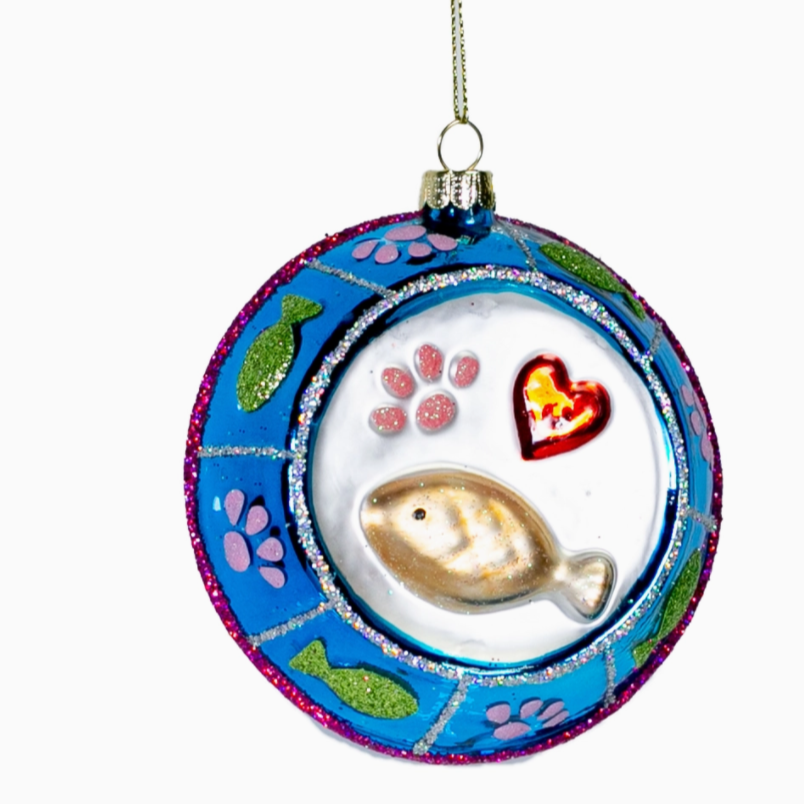 The Canton Christmas Shop Oversized Glass Cat Bowl Ornament 