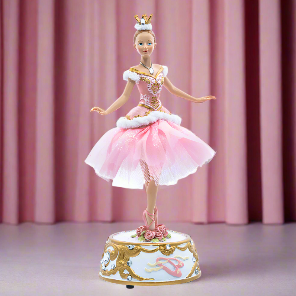 Christmas Cheer All Year Pink Ballerina Music Box by Kurt Adler T2274
