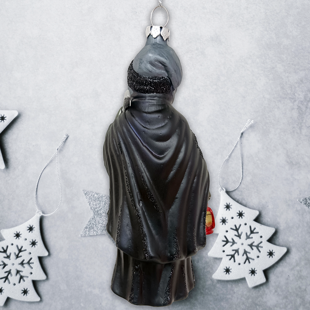 The Canton Christmas Shop Plague Doctor Glass Black Beaked Glittered Halloween ornament