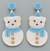 Christmas Cheer All Year Polar Bear Snowman Blue and White Beaded Earrings