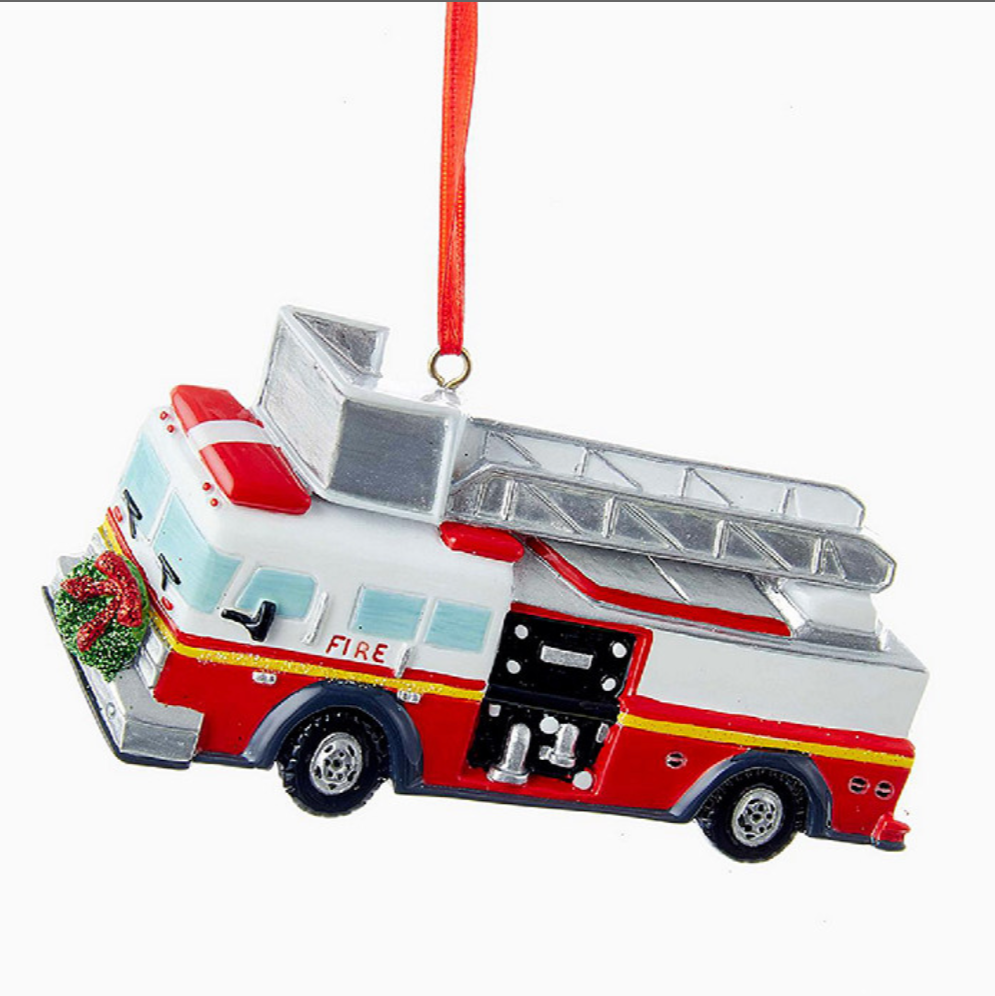 The Canton Christmas Shop Red Firetruck Ornament w8212 by Kurt Adler personalize it