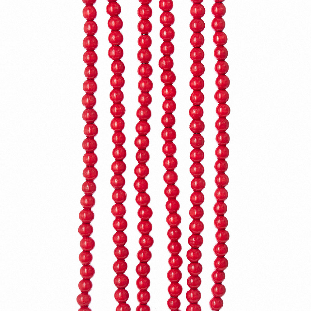 9' Red Wood Beaded Garland for Christmas Tree at Christmas Cheer All Year