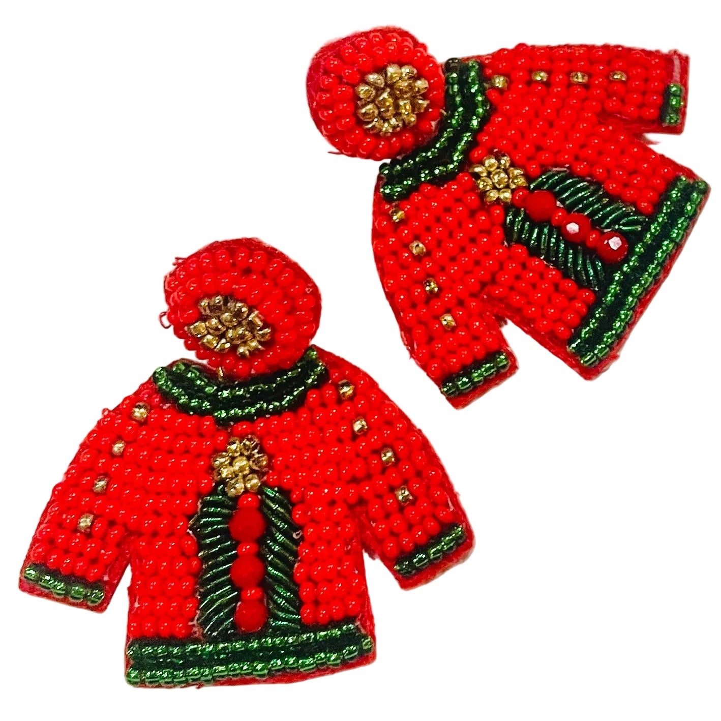 Christmas Cheer All Year Red and Green Christmas Sweater Earrings