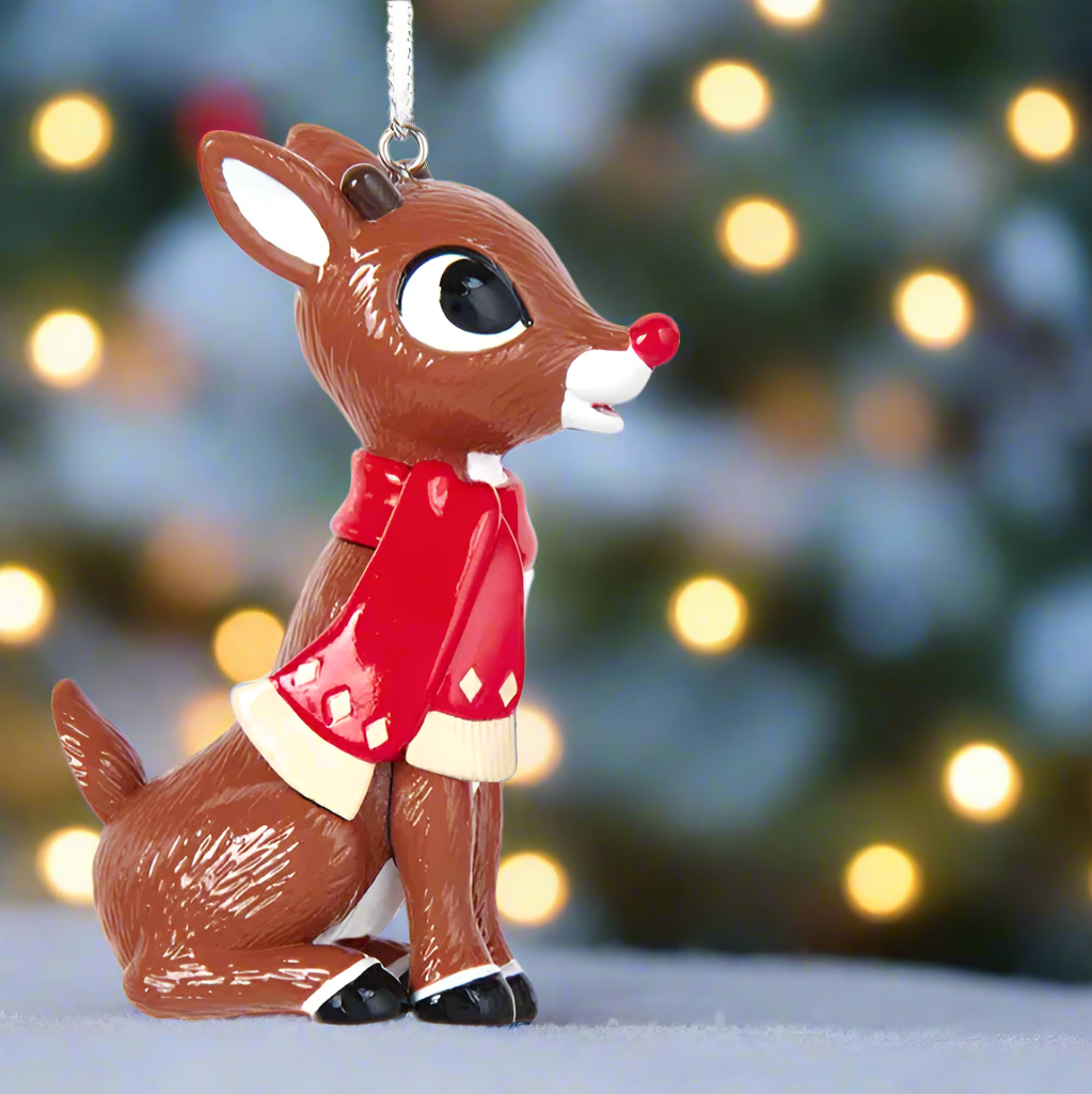 The Canton Christmas Shop Rudolph the red nosed reindeer with scarf ornament by Kurt Adler