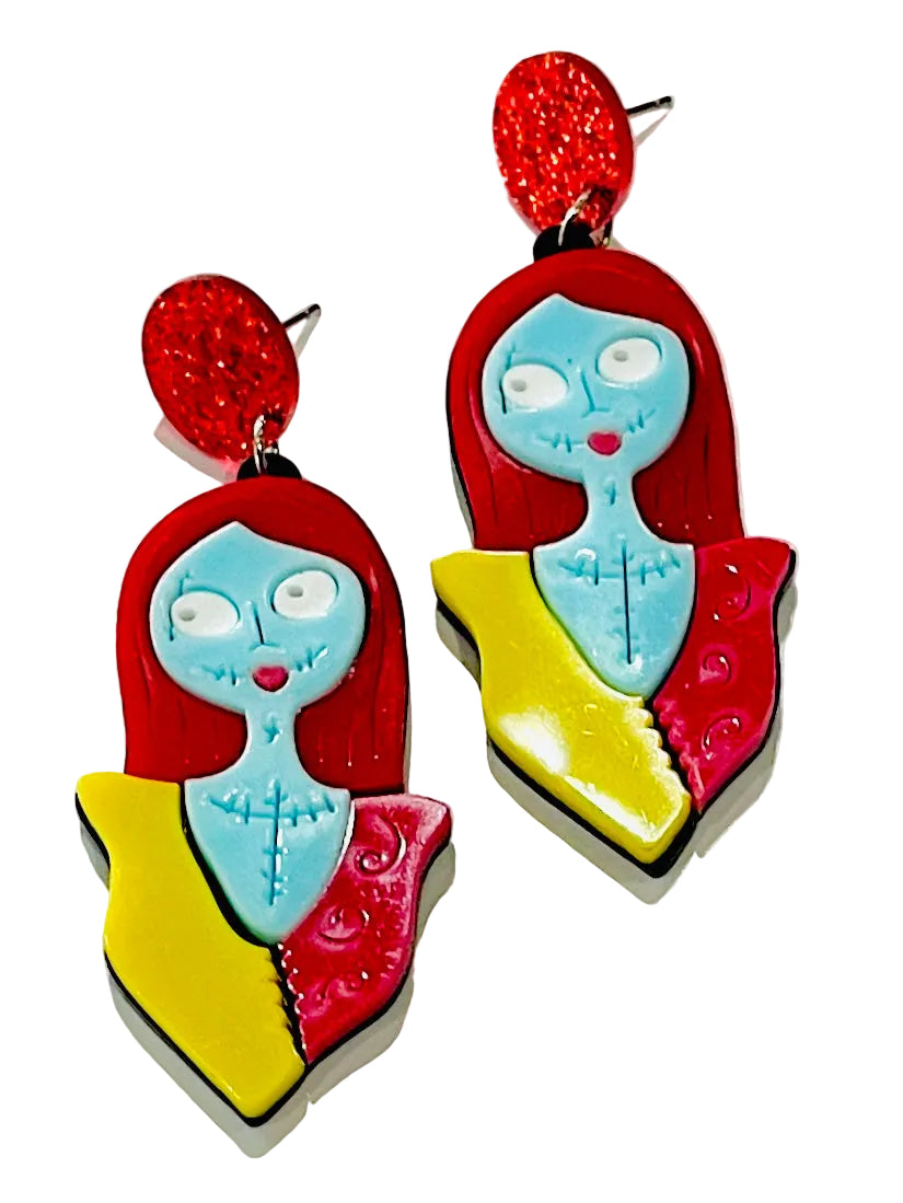 Christmas Cheer All Year Nightmare Before Christmas stitched doll earrings