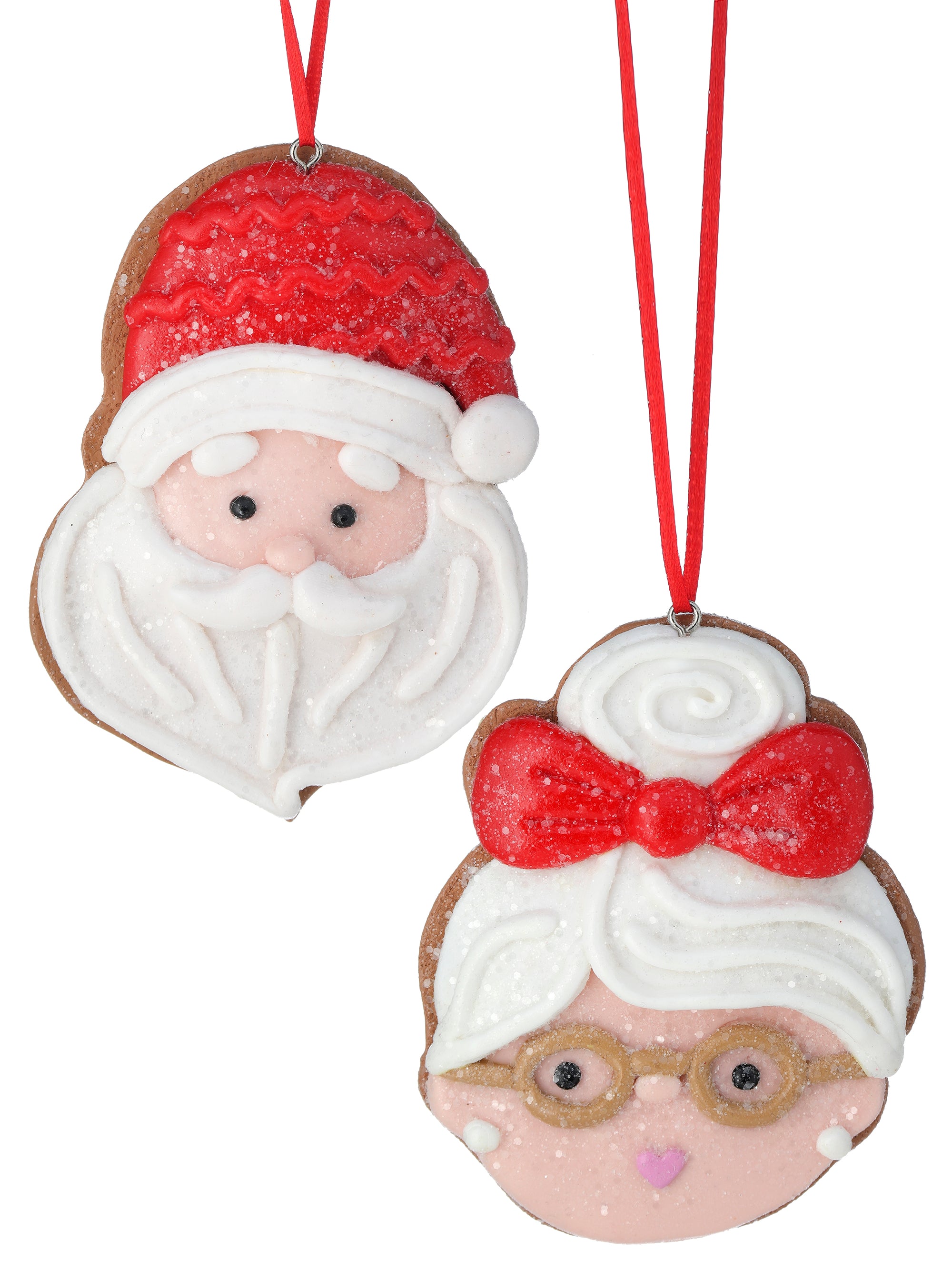 Christmas Cheer All Year Santa and Mrs Claus Cookie Claydough Ornaments