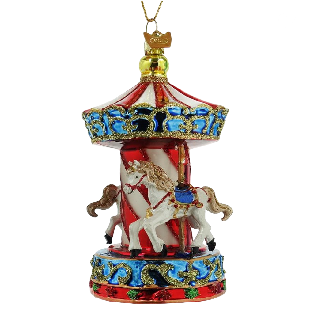 The Canton Christmas Shop Noble Gems Carousel Glass Ornament