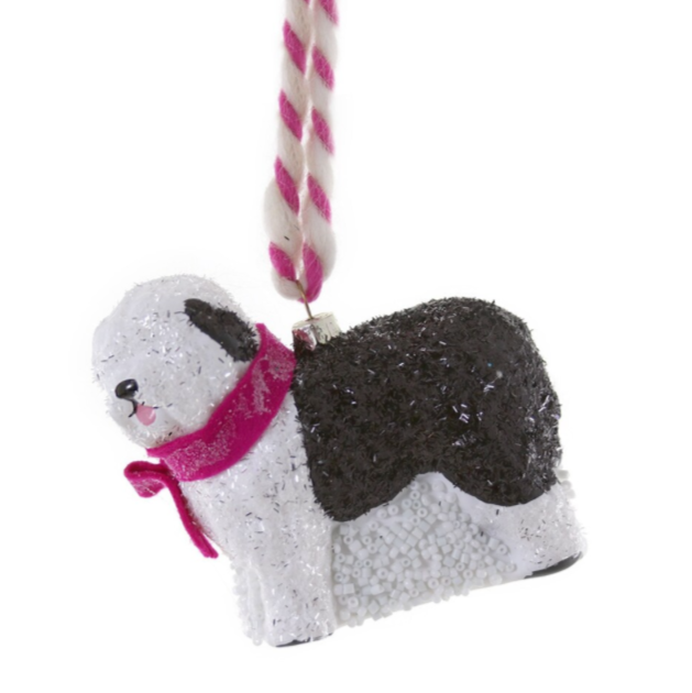 Christmas Cheer All Year Sheep Dog Ornament on Ribbon Loop by Cody Foster and Co
