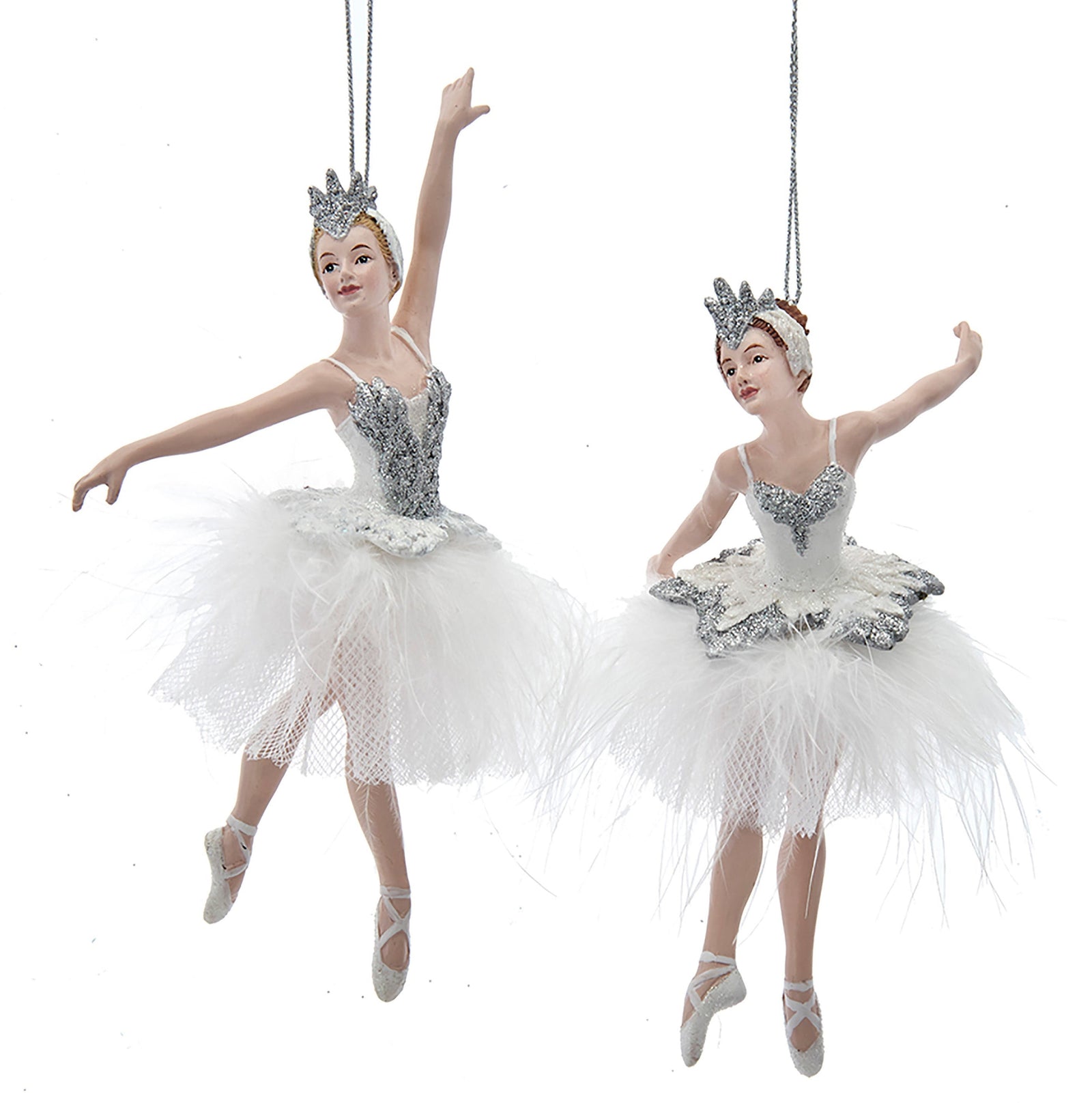 Christmas Cheer all Year silver and white ballerina ornament by Kurt adler