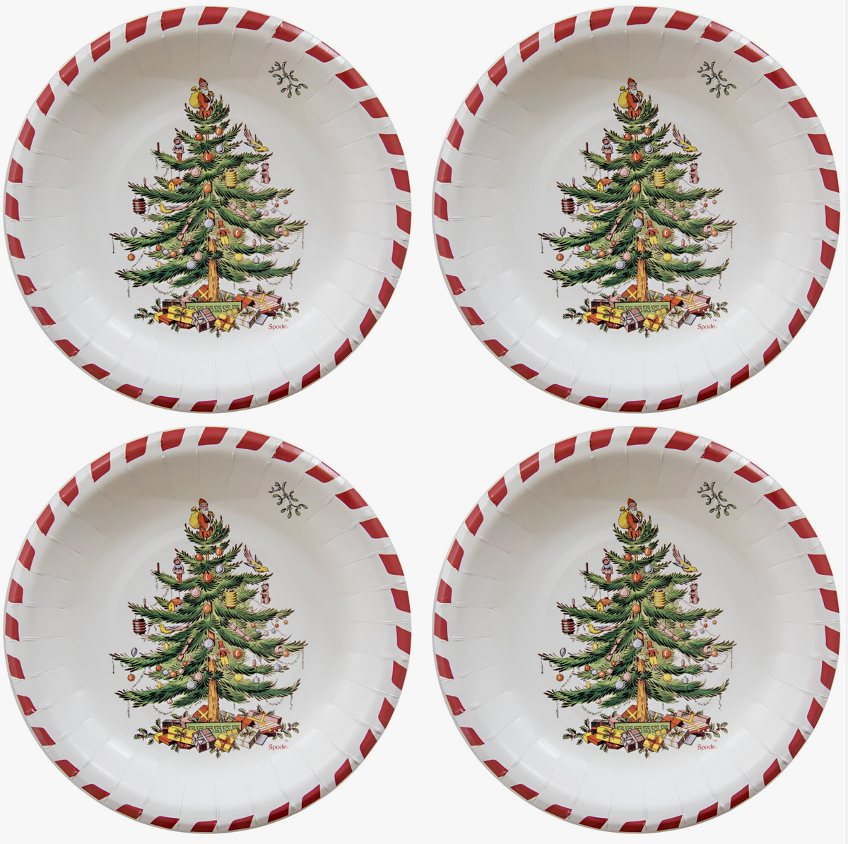The Canton Christmas Shop Spode Candy Cane Christmas Tree Luncheon Plates
