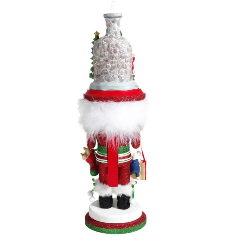 The Canton Christmas Shop 17.5" Hollywood nutcrackers stockings on fireplace by Kurt adler on white background rear view