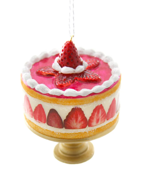 Christmas Cheer All Year Strawberry trifle custard dessert cake holiday glass ornament