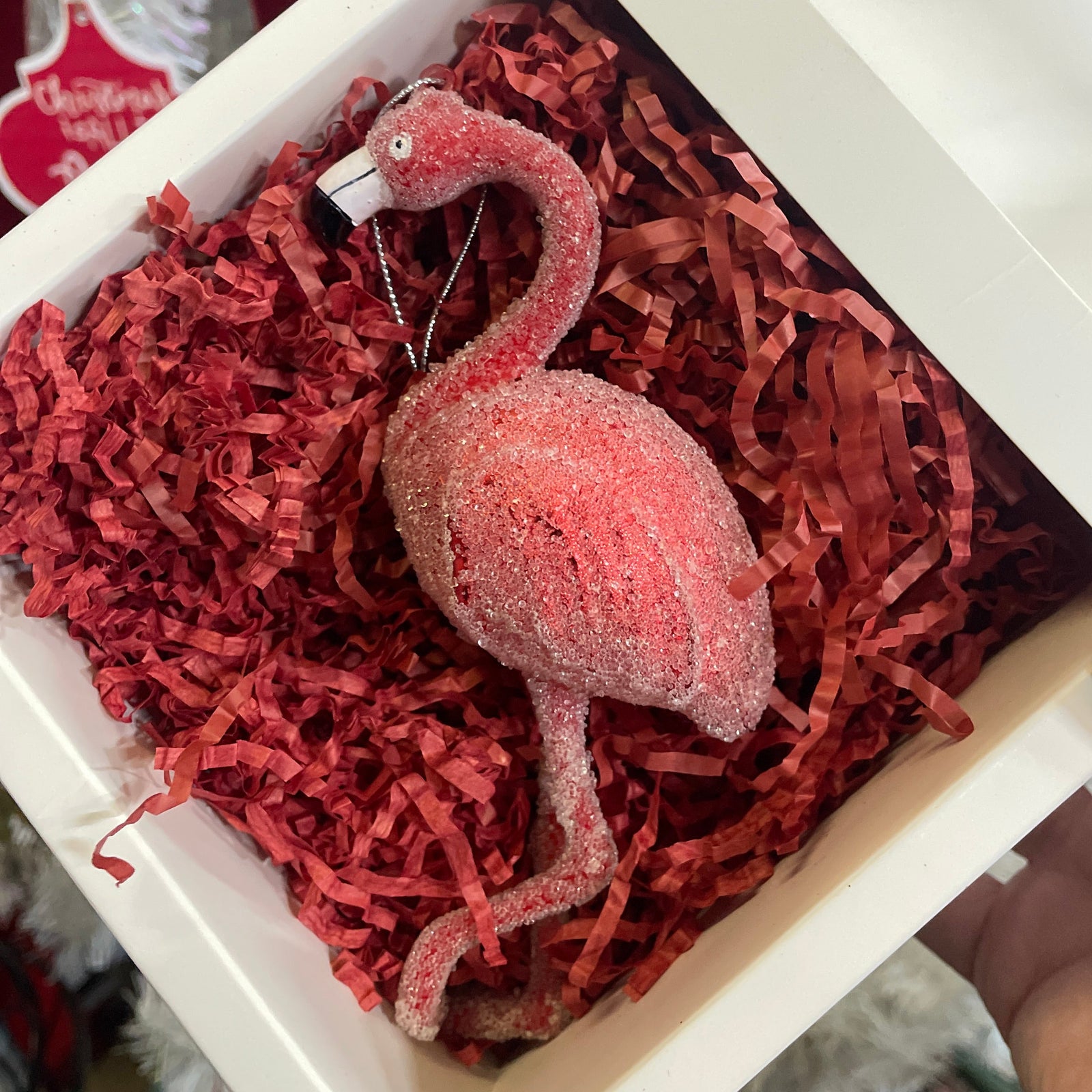 Christmas Cheer All Year Sugared Flamingo Ornament