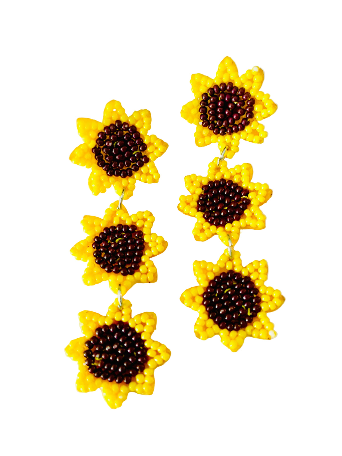 Christmas Cheer All Year sunflower dangle seed bead earrings floral harvest fall style