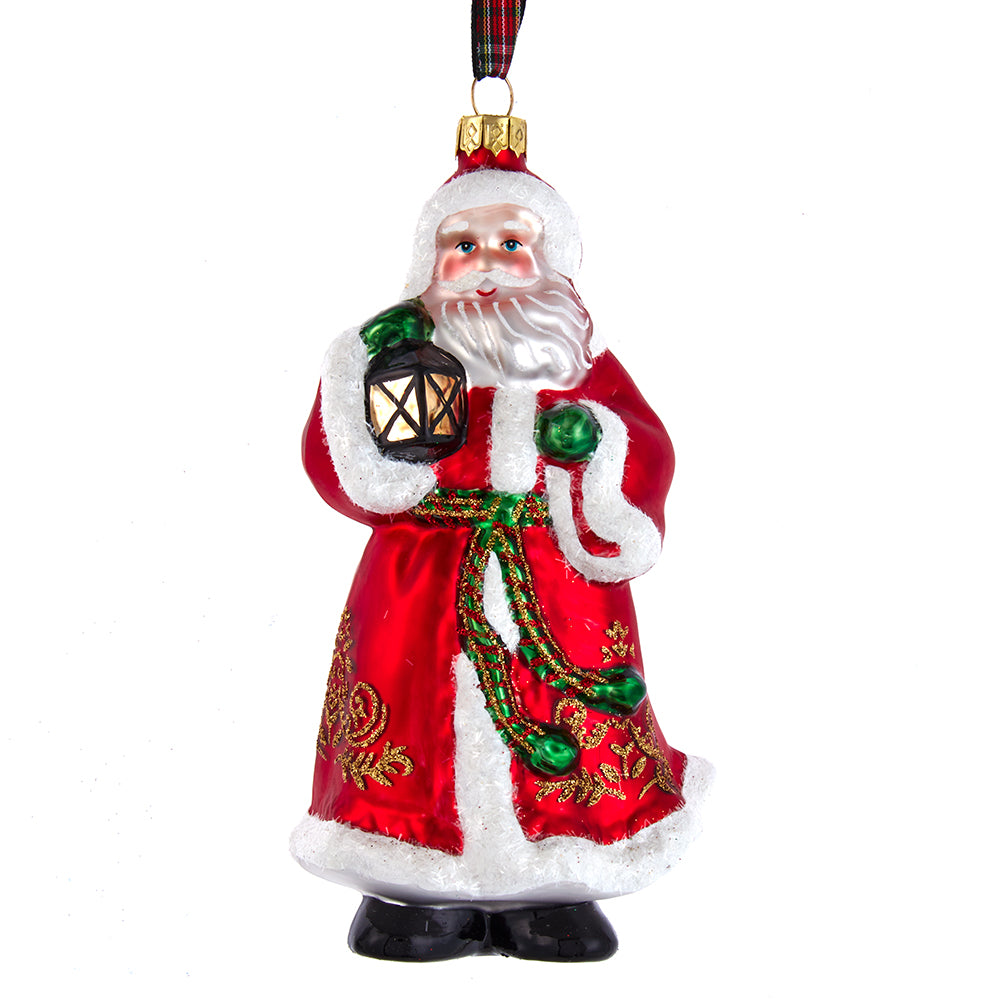 The Canton Christmas Shop Glass Santa With Lantern Ornament by Kurt Adler