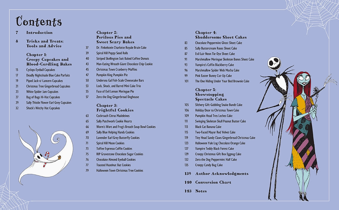 Disney Tim Burton's 'The Nightmare Before Christmas' baking cookbook cover with illustrations and text Christmas Cheer All Year