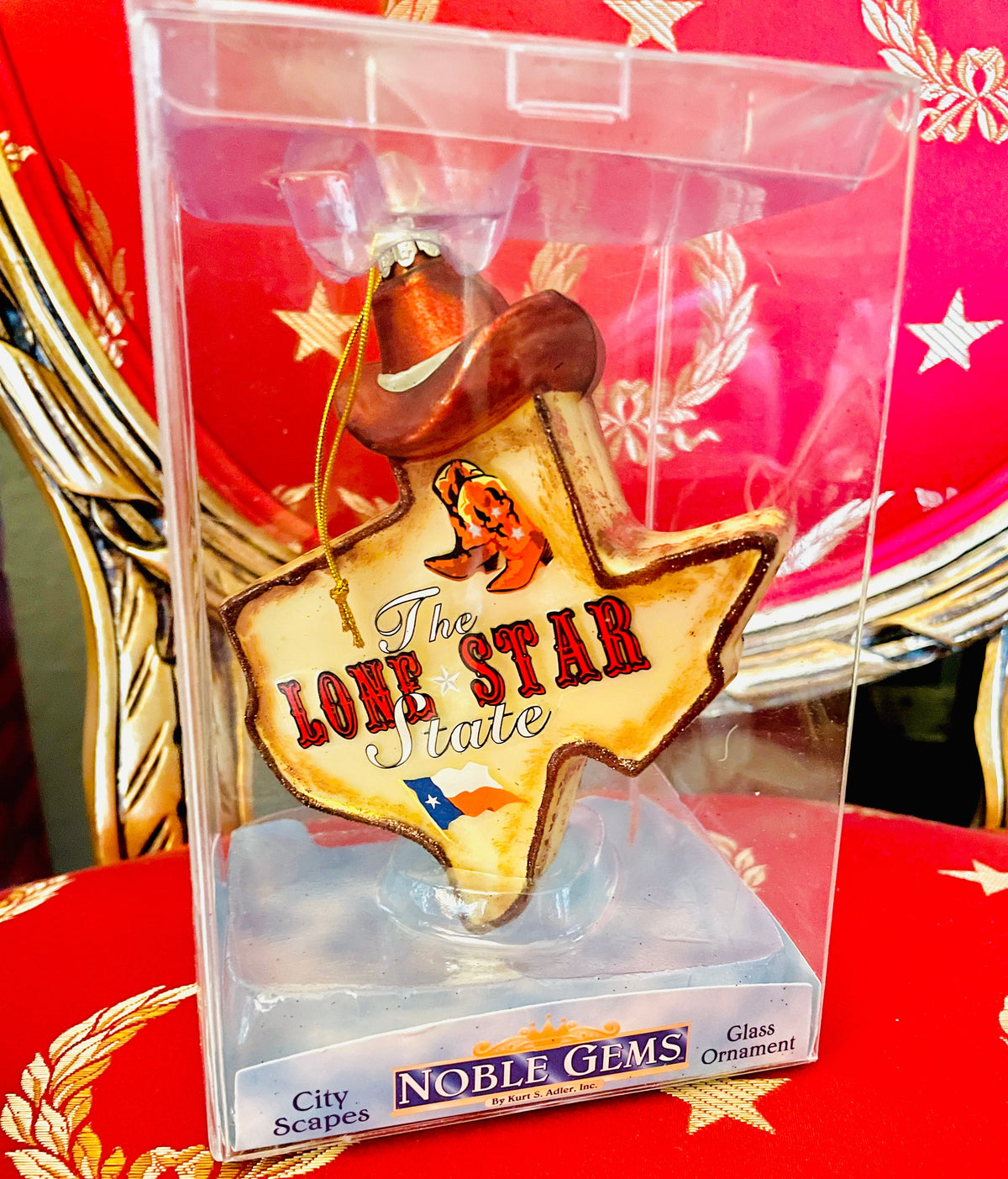 Christmas Cheer All Year Texas Lone Star State Noble Gems Cityscapes Glass Ornament