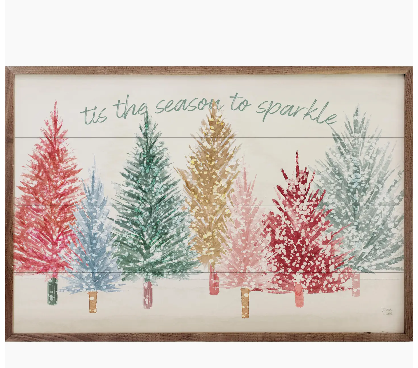 The Canton Christmas Shop tis the season to sparkle retro christmas tree wall art box sign midcentury colorful trees evergleam