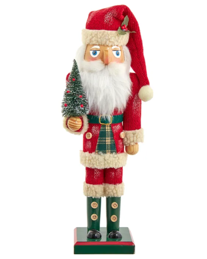 Christmas Cheer All Year 15" wooden santa nutcracker by Kurt adler on white background