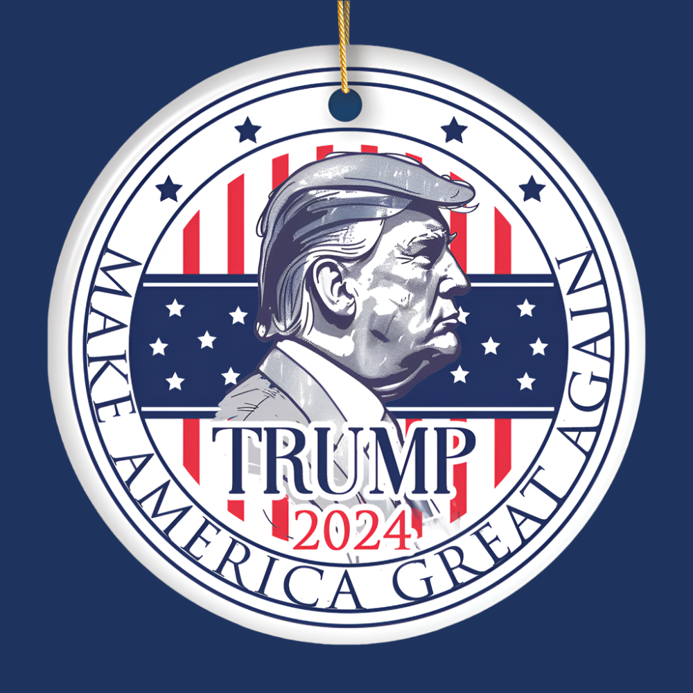 The Canton Christmas Shop Trump 2024 Make America Great Again Ceramic Disc Ornament