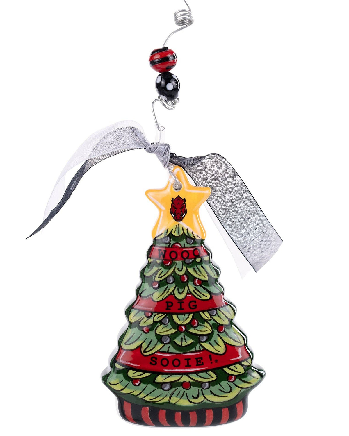 Christmas Cheer All Year Woo Pig Sooie University of Arkansas ceramic christmas tree licensed collegiate ornament