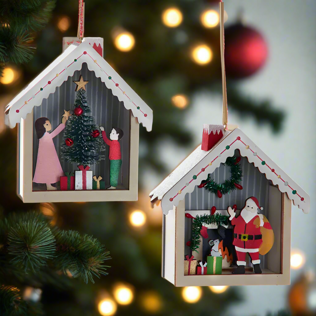 The Canton Christmas Shop Wooden Miniature Christmas Scene putz style house ornaments German tradition
