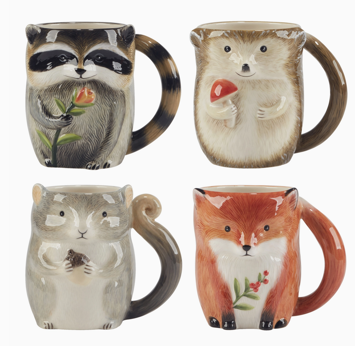 The Canton Christmas Shop Woodland Critters Mug Set Ceramic