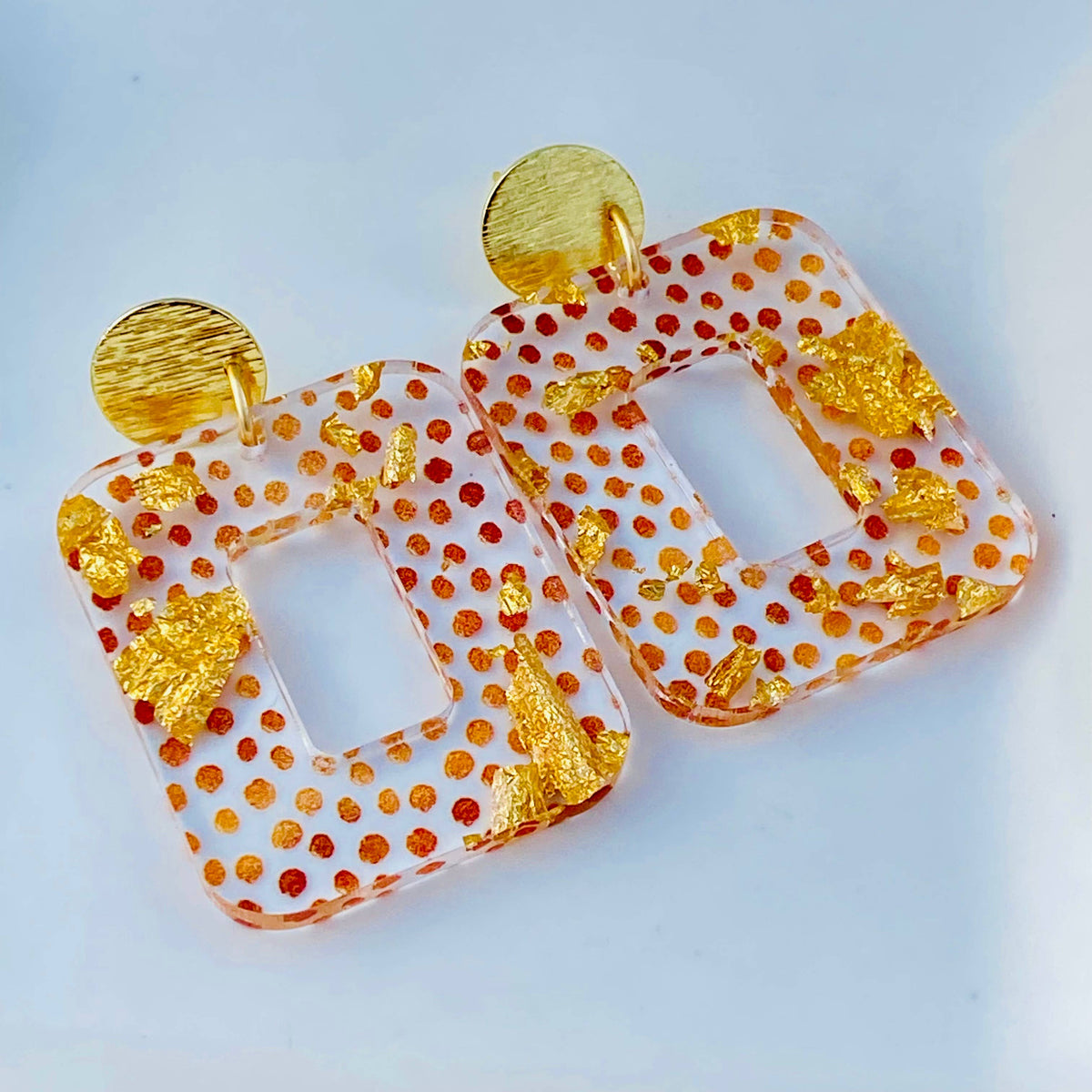 Golden Glow Confetti Statement Earrings