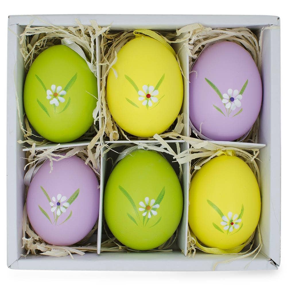 Christmas Cheer All Year Bunny Rabbit painted easter resurrection eggs in box set of six for holiday egg hunt display decor