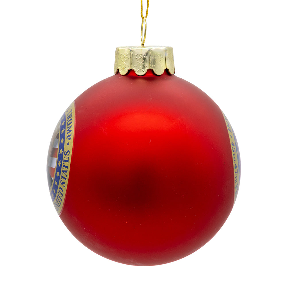Christmas Cheer All Year Donald J Trump 45th 47th President Red Ball Ornament in box C7776