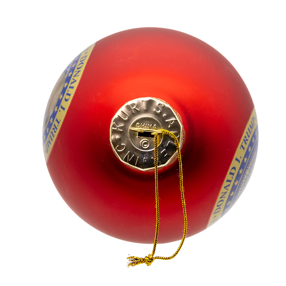 Christmas Cheer All Year Donald J Trump 45th 47th President Red Ball Ornament in box C7776